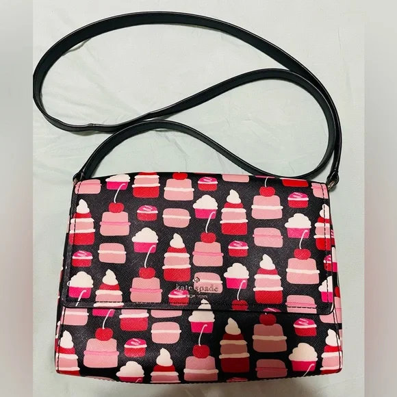 Kate Spade Black and Pink Dessert Pattern Crossbody Bag - Picture 1 of 8